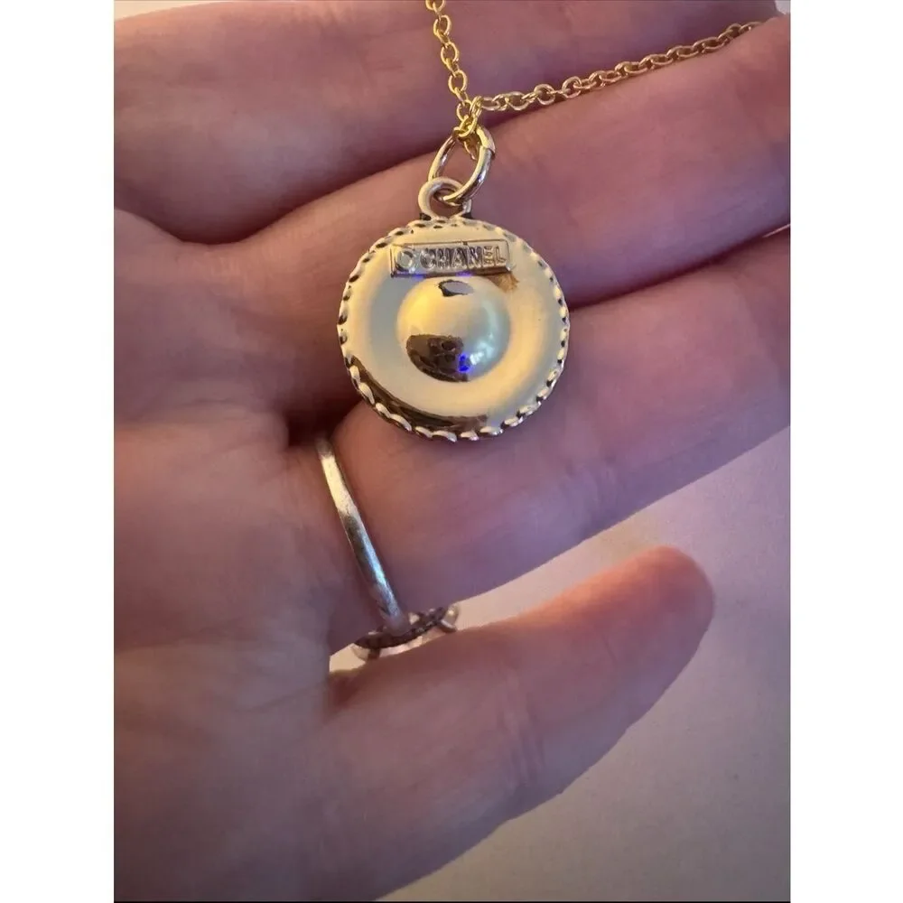 Chanel Black & Gold Pearl Medallion Necklace